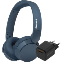 Koop met korting - Philips TAH4209 Blauw + BlueBuilt Quick Charge Oplader met Usb A Poort 18W Zwart