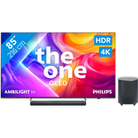Koop met korting - Philips Ambilight 85" PUS9000 QLED 4K (2025) + JBL Bar 500 M2 Zwart