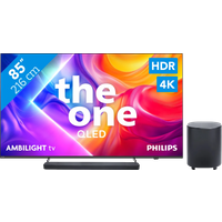 Koop met korting - Philips Ambilight 85" PUS9000 QLED 4K (2025) + JBL Bar 800 M2 Zwart