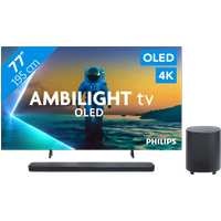 Koop met korting - Philips Ambilight 77'' OLED810 4K (2025) + JBL Bar 1000 M2 Zwart