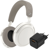 Koop met korting - Sennheiser Momentum 4 Wireless Wit + BlueBuilt Quick Charge Oplader met Usb A Poort 18W
