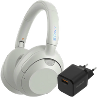 Koop met korting - Sony ULT Wear Wit + BlueBuilt Quick Charge Oplader met Usb A Poort 18W Zwart