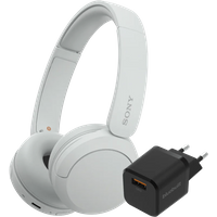 Koop met korting - Sony WH-CH520 Wit + BlueBuilt Quick Charge Oplader met Usb A Poort 18W Zwart