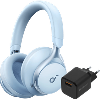 Koop met korting - Soundcore Space One Blauw + BlueBuilt Quick Charge Oplader met Usb A Poort 18W Zwart