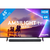 Koop met korting - Philips Ambilight 65" PUS8500 QLED 4K (2025) + JBL Bar 300 MK2 Zwart